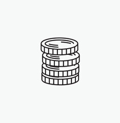 Black and White Coin Stack Illustration &ndash; Savings Concept