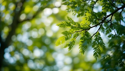 “Blur Background of Green Tree with Sky Bokeh – Natural Abstract Nature Backdrop for Design Projects”