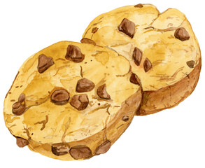 手描き水彩チョコチップクッキー / Hand-painted Watercolor Chocolate Chip Cookie