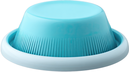 Teal bowl with ribbed rim.  Rounded top,  light teal