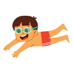 Happy Boy Swimming with Goggles