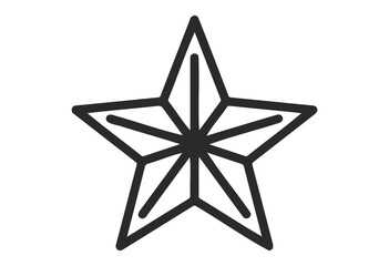 Obraz premium Five-pointed geometric star outline design in black and white - stock vector