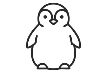 Fototapeta premium Outline of a cute baby penguin with simple details - stock vector