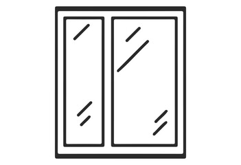 Simple minimalist black and white window frame with clear glass reflection - stock vector