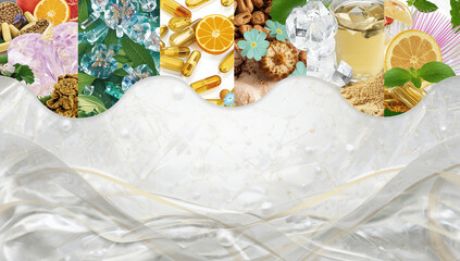 christmas cookies and decorations on white background