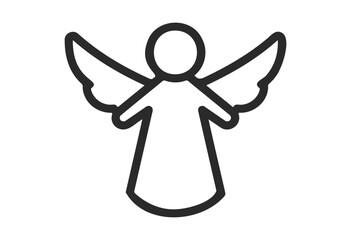 Obraz premium Minimalist angel icon with wings in black outline - stock vector