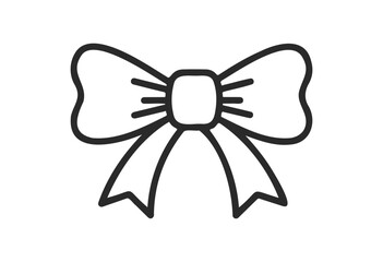 Simple black line bow tie drawing - stock vector
