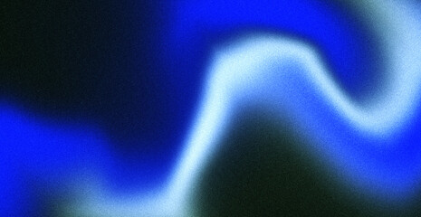 Blue glowing gradient background with noisy texture on dark black backdrop, abstract dynamic cover banner with copy space design