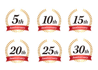 周年記念アイコンセット／5th〜30th Anniversaryの月桂樹ロゴデザイン