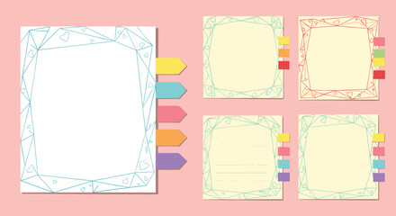 Collection of Blank Paper Notes with Colorful Sticky Tabs.