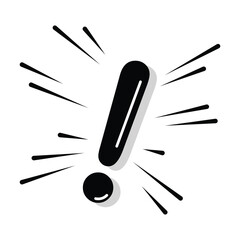 Black exclamation mark with shadow drawing