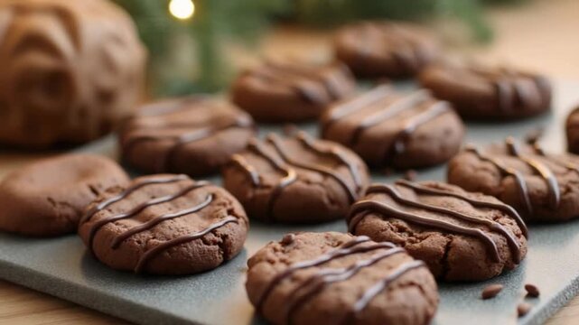 Sweet chocolate cookies made at home for the holiday table