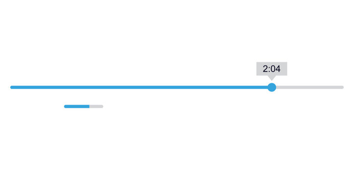 A horizontal blue slider with a circular handle at the end and a time display of two minutes and four seconds