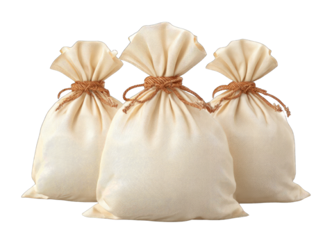 Three plain cloth bags