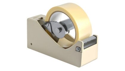 Beige tape dispenser with clear tape roll