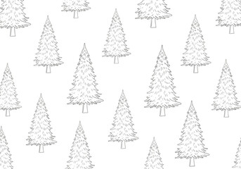 Obraz premium A black and white pattern of small fir trees.
