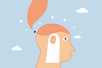 When you think of a business solution, human head is open with label Do not disturb.