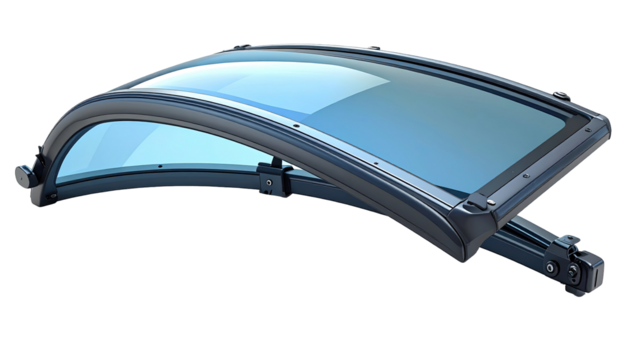 Curved glass roof section.  Modern design