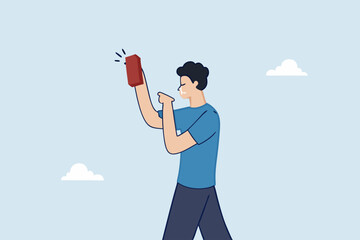 Business banned, businessman blowing whistle showing red card to ban employee involved in offense.