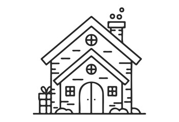 Fototapeta premium Charming cottage with gable roof and chimney - stock vector