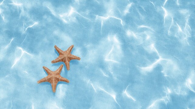 Starfish duo in clear ocean water. AI image