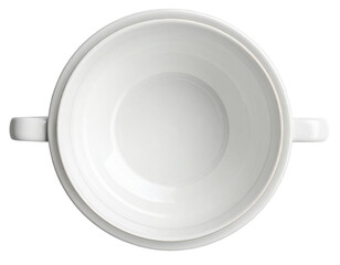  Empty Ceramic Soup Cup with Wide Opening, Top-Down Flat Lay, isolated on transparent background