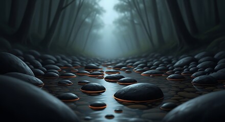 Serene Forest Stream Path.