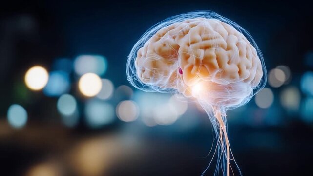 The Human Brain Unveiled: An illuminated rendering of the human brain, highlighted in a captivating display of science and intellect. 