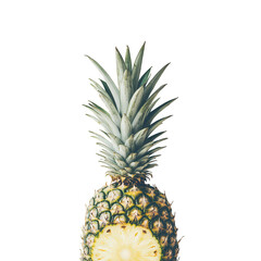 Pineapple isolated on transparent background, a tropical fruit with a sweet and tangy flavor, perfect for a refreshing snack or ingredient in various culinary creations