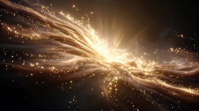 A golden cosmic mandala floats in outer space, radiating intricate patterns and celestial harmony across the vast universe.