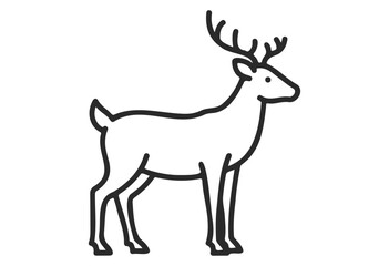 Obraz premium Outline drawing of a deer with antlers facing right in simple line art style - stock vector