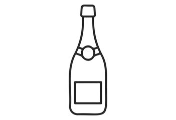 Outline of a champagne bottle icon with minimalist design elements - stock vector
