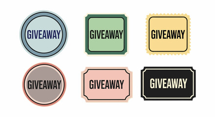 Colorful Giveaway Badges and Stickers Set with Different Shapes and Designs.