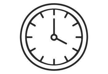 Minimalist black and white clock with simple design and classic roman numerals - stock vector