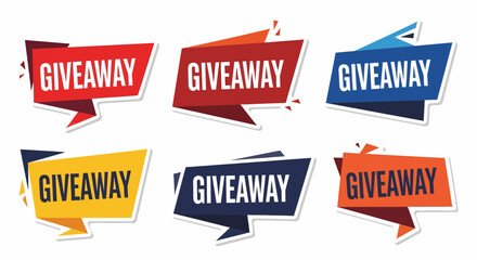 Colorful GIVEAWAY labels set for promotions marketing and special offers.