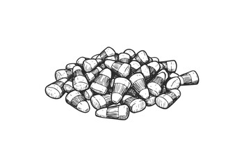 Black and white illustration of candy corn pile - stock vector