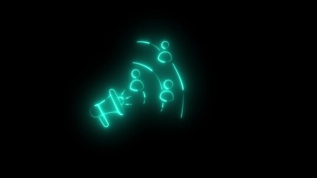 Neon Megaphone represented loud communication announcement this powerful marketing is for public protest this is a very important voice of social message,...