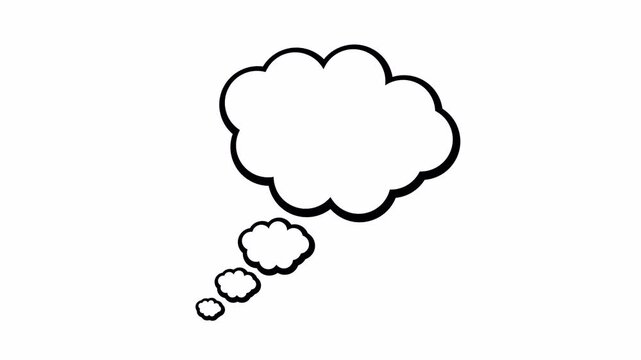 Thinking Cartoon bubble Cloud Comic video animation loop 4K on green screen background v3