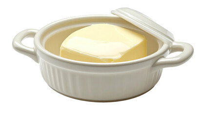 Creamy butter in a small white pot