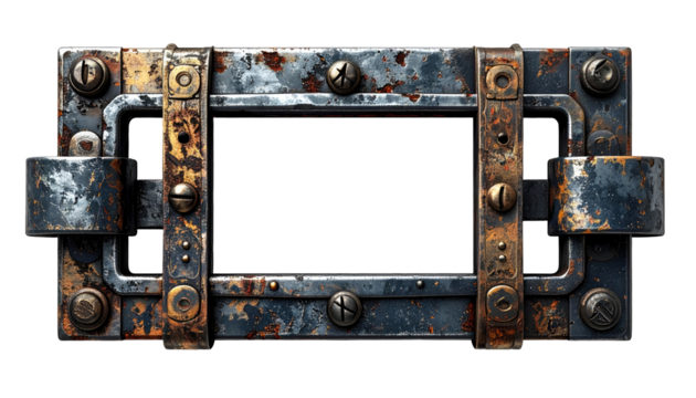 Ornate, rusted metal frame