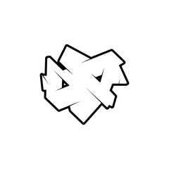 Abstract geometric shape with overlapping planes and bold outlines in a monochrome composition style