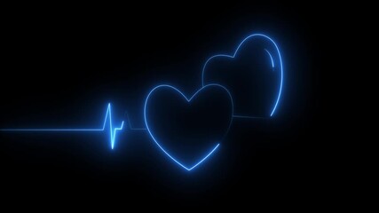 Glowing neon futuristic heart neon icon  concept transparent background. heart pulse, heartbeat lone, medical healthy lifestyle, love. 4k video animation. - Powered by Adobe