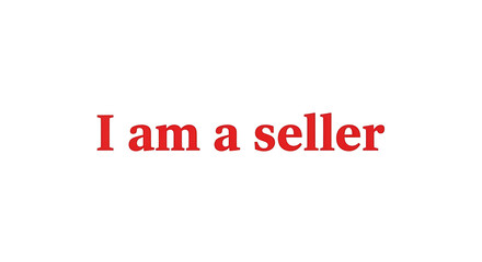 Bold red text declares "I am a seller" against a clean white background.