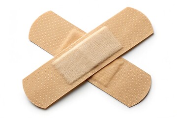 Beige sticking plaster - isolated on white background