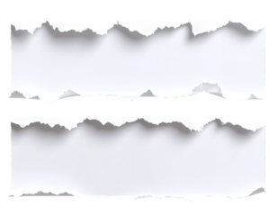 Two torn paper banners.  Blank white paper