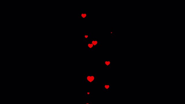 Animated hearts flying upward with alpha channel, 4K live style social media heart animation on transparent background - Powered by Adobe