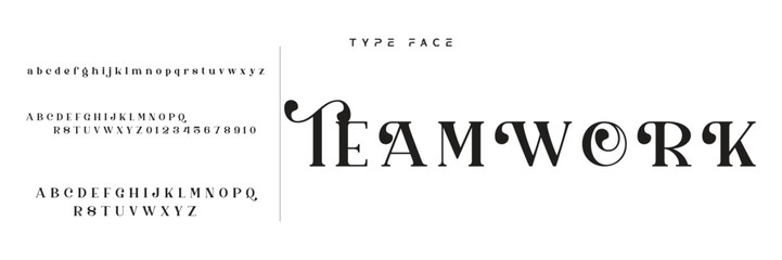 Lettering Minimalist Fashion. Elegant alphabet letters serif font and number. Typography fonts regular uppercase, lowercase. © Mark