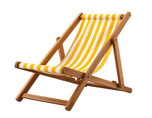Folding beach chair, yellow and white stripes
