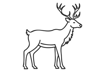 Obraz premium Outline of majestic stag with large antlers in minimalist style - stock vector