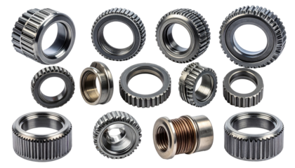 Collection of various metal nuts and washers